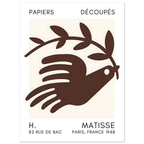 Artfulprints  Matisse – Peace dove brown   poster 30x40 cm