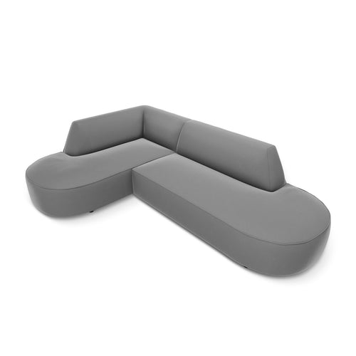 Cosmopolitan Design - Modulaire hoekbank links Siena 4-zits, flueel grijs - 180x273x69cm