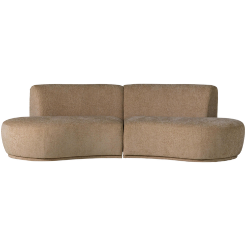 WOOOD half ronde bank 4-zits Batavier - Polyester - Velvet Lichtbruin - 74x254x122