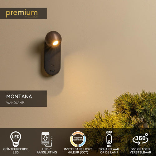 Lucide wandlamp MONTANA - Geïntegreerde LED - Koffie