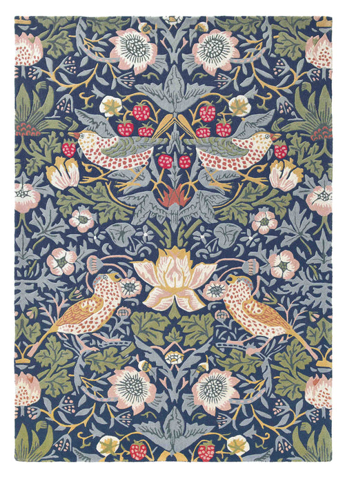 Laagpolig vloerkleed Morris & Co Strawberry Thief Indigo 27708 250x350 cm - vtwonen shop