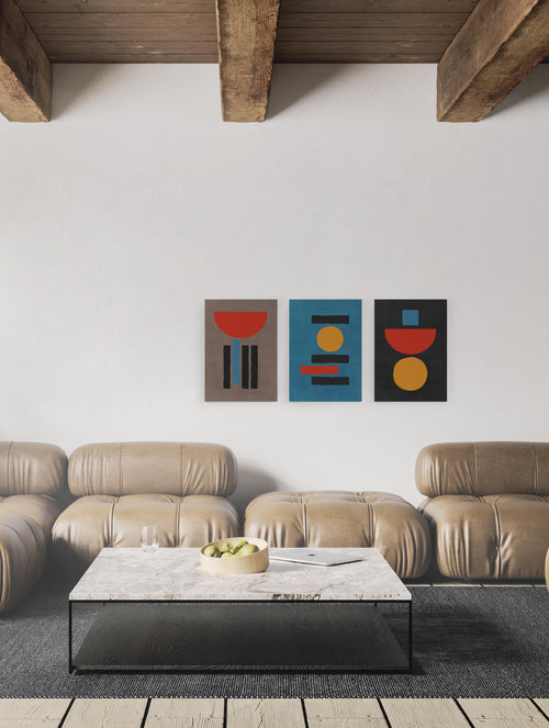 Set 3 Canvas 60x40 Afdruk Geometrische Vormen - vtwonen shop