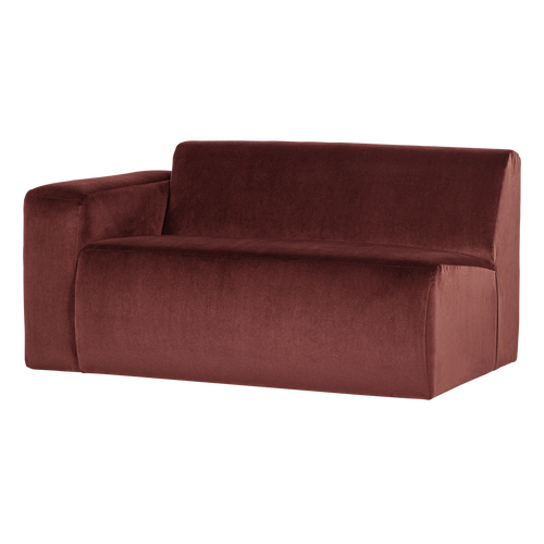 WOOOD 1,5-zits bank arm links Mojo Base - Velvet - Kast.bruin - 74x145x97