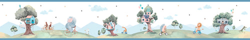 Sanders & Sanders zelfklevende behangrand bosdieren groen en blauw - 500 x 16 cm - 640493