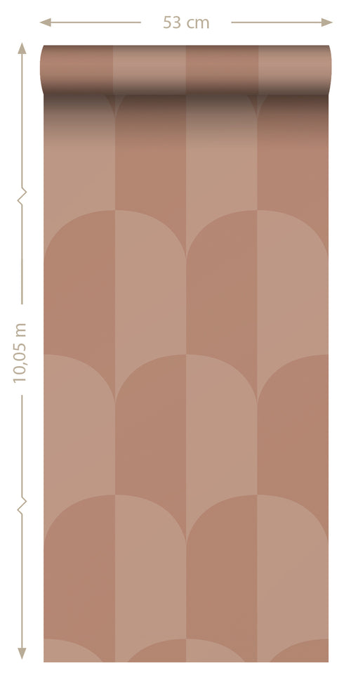 ESTAhome behang art deco bogen terracotta roze - 53 cm x 10.05 m - 131238 - vtwonen shop
