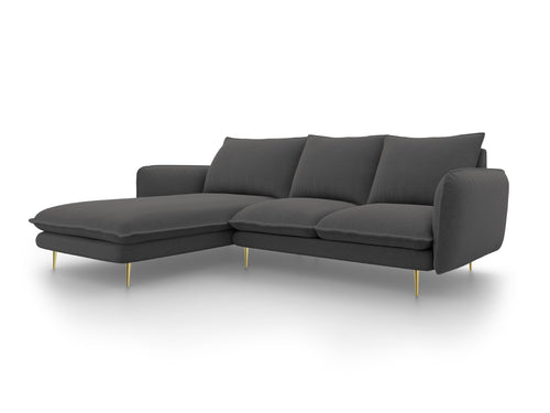 Cosmopolitan Design linker hoekbank Vienna 5-zits, structurele stof, donkergrijs - 170x255x95cm