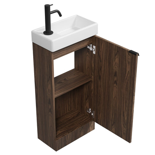 Badplaats Toiletmeubel Orion 40 x 22 cm – Walnoot Bruin – Fonteinmeubel met Wastafel