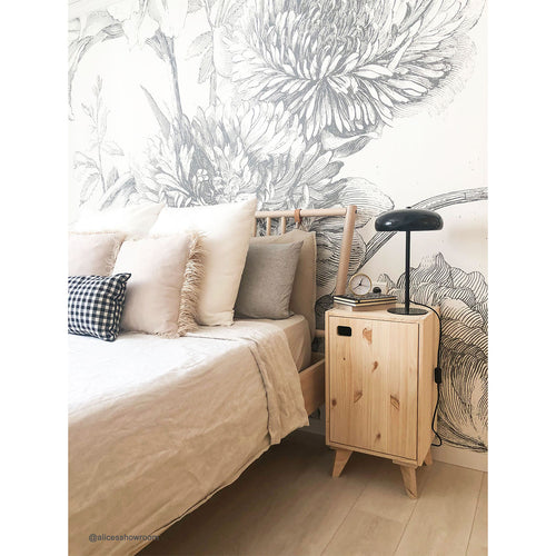 Meubel 1 deur met 1 in hoogte verstelbare plank - Licht hout - 37,3x37,3x53,5 cm