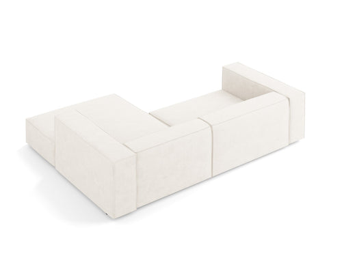 Cosmopolitan Design rechter hoekbank Arendal 3-zits, chenille met ribbeleffect, ivoor - 166x224x70cm