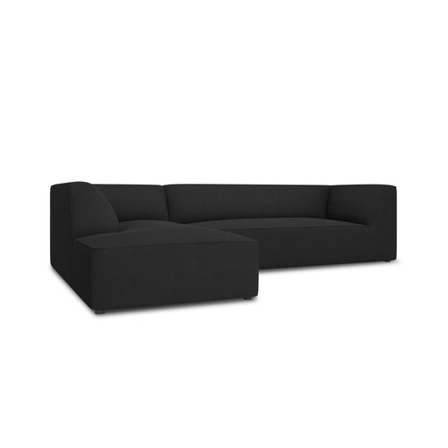 Cosmopolitan Design - Modulaire hoekbank links Siena 4-zits, structurele stof zwart - 180x273x69cm
