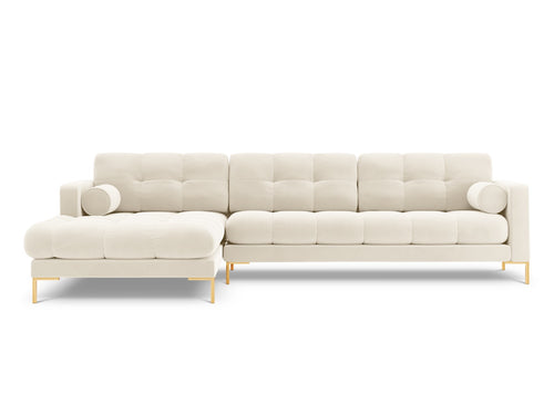 Cosmopolitan Design linker hoekbank Bali 5-zits, flueel, lichtbeige - 185x293x75cm
