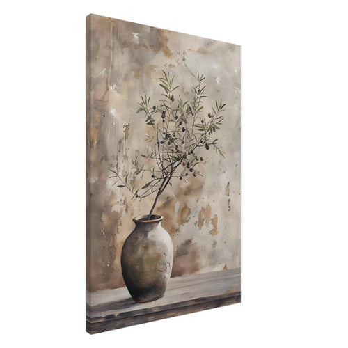 Artfulprints Canvas Rustic olive vase canvas - 100x150 cm - beige
