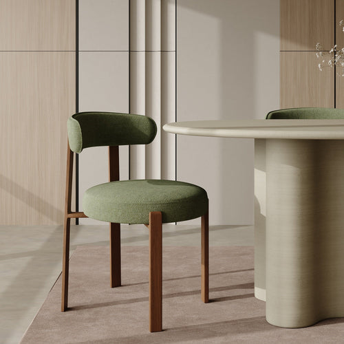 Sia Home - Set van 2 stoelen JUNA - chenillefluweel kaki-groen 51cm