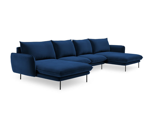 Cosmopolitan Design Panoramische bank Vienna 6-zits, flueel, koningsblauw - 170x350x95cm