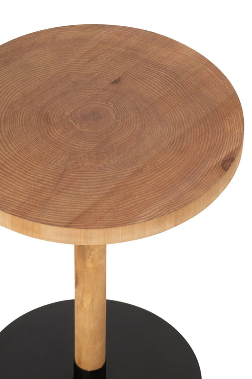 J-Line bijzettafel Ron - dennenhout - naturel/zwart - 2 stuks