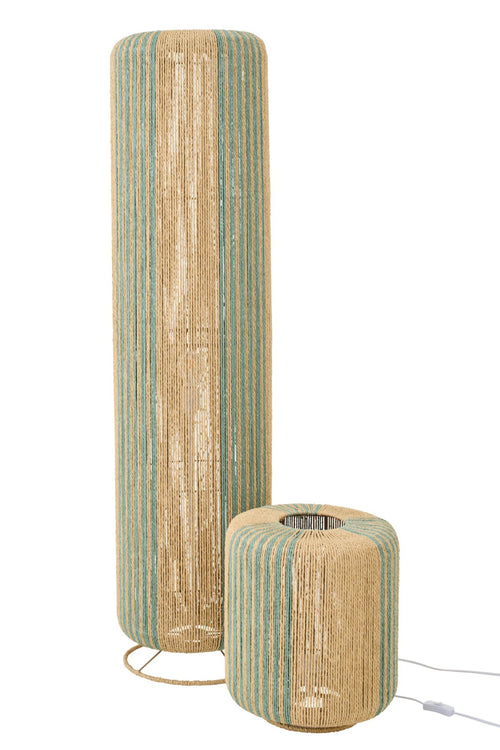 J-Line lamp Touw Cilinder - metaal - turkoois/naturel - large