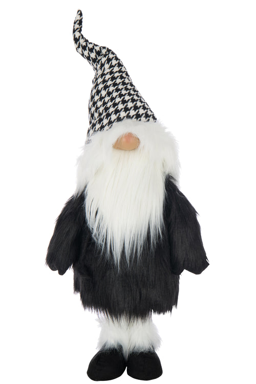 J-Line figuur Kerstman Pied-De-Poule - polyresin - wit/zwart - vtwonen shop