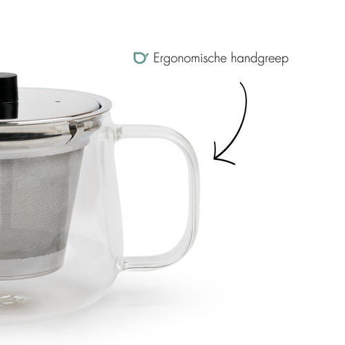 Bredemeijer - Glazen theepot Merano - 1,1 liter - Met RVS filter - vtwonen shop