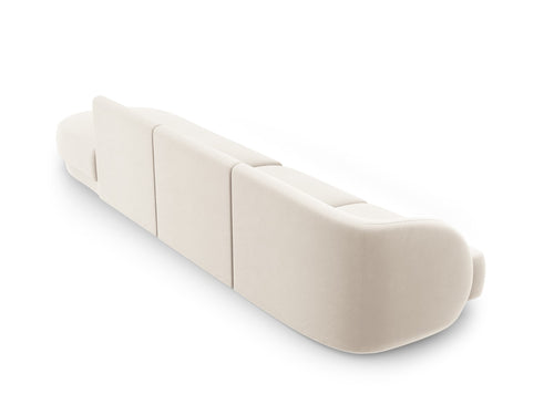 Micadoni Rechte bank Miley 4-zits, flueel, lichtbeige - 90x323x70cm