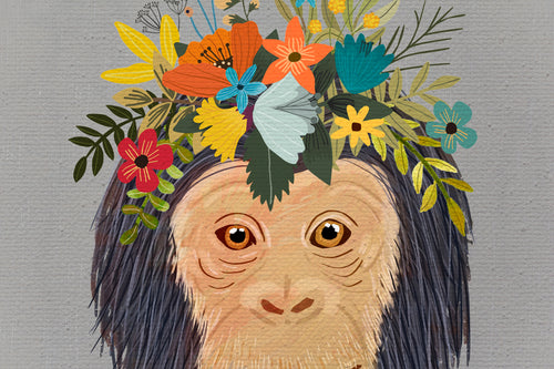 Canvas 60x40 Afdruk Bloemen Aap - vtwonen shop