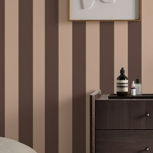 MADE Vliesbehang - Demi Mocha Wide Stripe