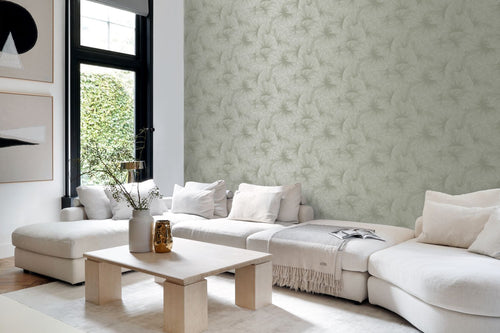 Origin Wallcoverings behang 3D-motief bladeren vergrijsd groen - 53 cm x 10.05 m - 348008