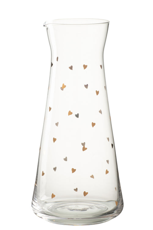 J-Line karaf Hart - glas - transparant/goud - vtwonen shop