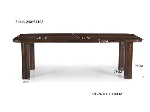 Livingfurn eetkamertafel Badou - 240cm - mangohout