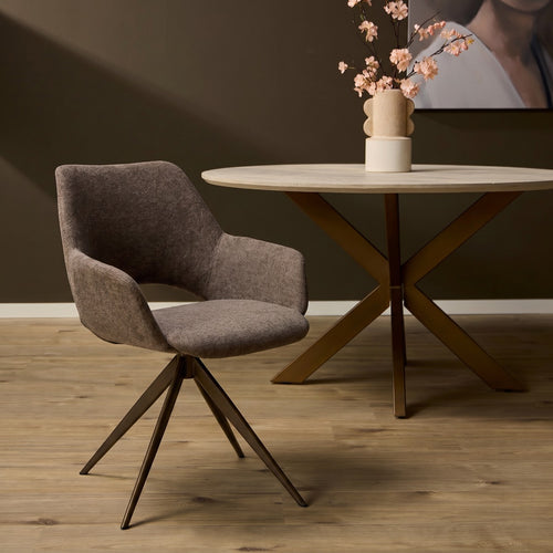 Starfurn Eetkamerstoel Daisy - Bruin Stof - Set van 2