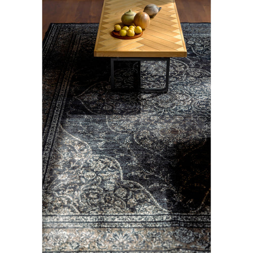 Dutchbone Rugged Vloerkleed Donker 200X300 - Zwart - vtwonen shop
