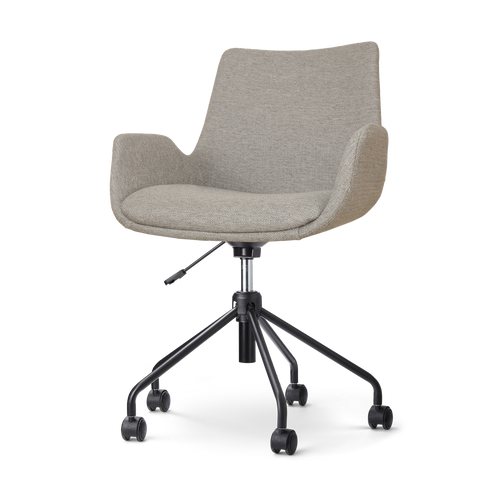 Nolon Nout-Eef Bureaustoel Warm Grijs - Armleuning - Zwart Onderstel - vtwonen shop