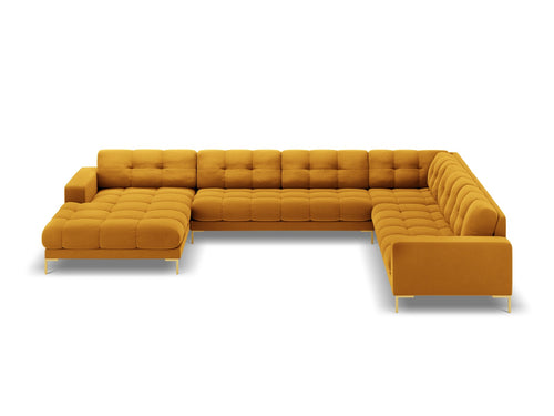 Cosmopolitan Design Panoramische hoekbank rechts Bali 7-zits, flueel, geel - 256x327x75cm