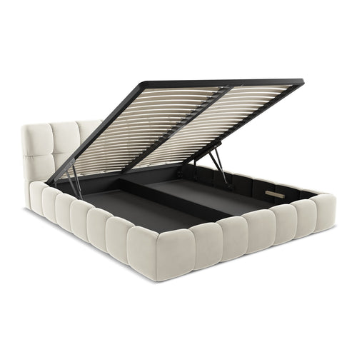 LaMiaSofa Bed met opbergruimte Roma - velours - lichtbeige - 200x228x82