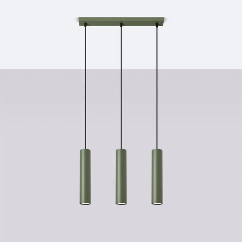 Sollux Lighting Hanglamp LAGOS 3L olijfgroen - 45x6x98cm