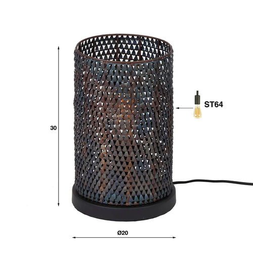 Giga Meubel Tafellamp Armor Tube - Zwart Metaal - 1-Lichts - 20x20x30cm - vtwonen shop