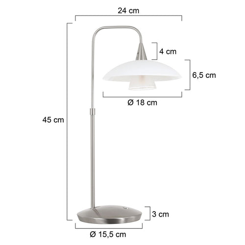Steinhauer tafellamp tallerken - 1 lichts - 18x 45 cm - mat chroom