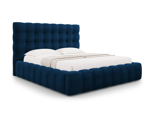 Cosmopolitan Design Opbergbed met hoofdeinde Bali 200x200cm, flueel, koningsblauw - 230x225x125cm
