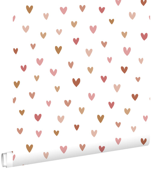 ESTAhome behang hartjes terracotta en roze - 53 cm x 10.05 m - 139360