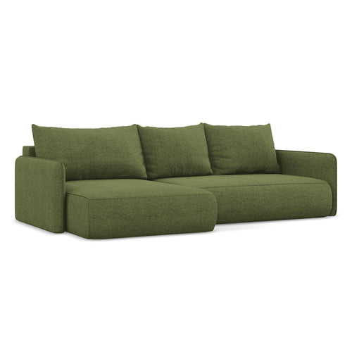 LaMiaSofa hoekbank links Palermo - chenille stof - flessengroen - 240x148x86