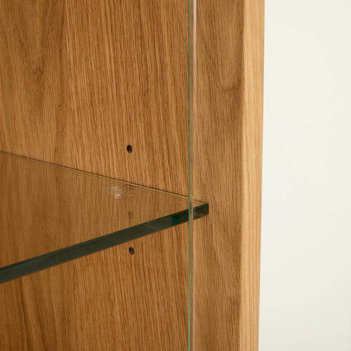 Furnhouse vitrinekast Nyborg - Natuurlijk eikenhout - MDF, Eikenfineer, Glas - 45x123x146