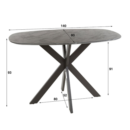 Giga Meubel Bartafel Kruisframe - Keramieklook - 140x80x93cm