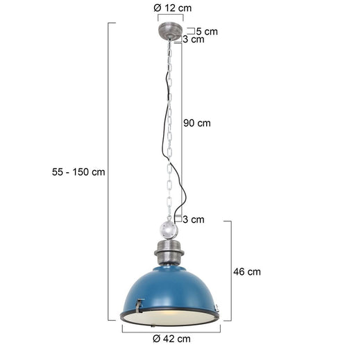 Steinhauer hanglamp bikkel - 1 lichts - 42x 145 cm - blauw - vtwonen shop