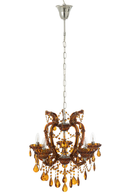 J-Line hanglamp Kand Antiek - glas - bruin