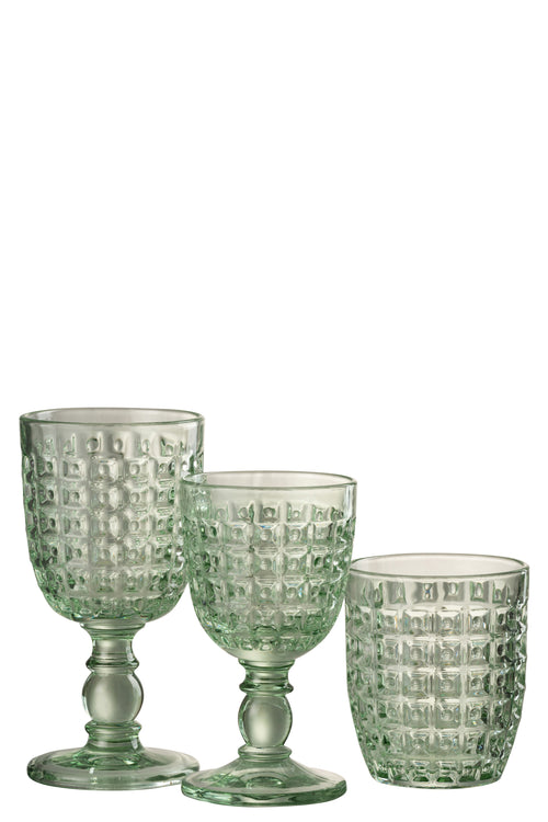 J-Line drinkglas Op Voet Motief - glas - groen - large - 4 stuks - vtwonen shop