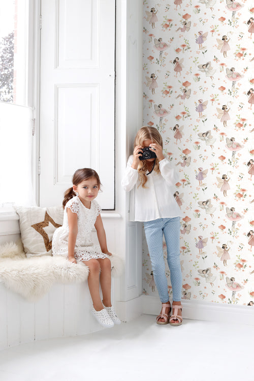 ESTAhome behang elfjes roze en wit - 50 x 900 cm - 131338 - vtwonen shop