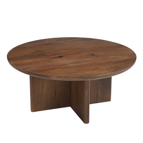 DÉJA Living Salontafel Helsinki - Rond Donkerbruin Hout - 80x80x35cm - vtwonen shop