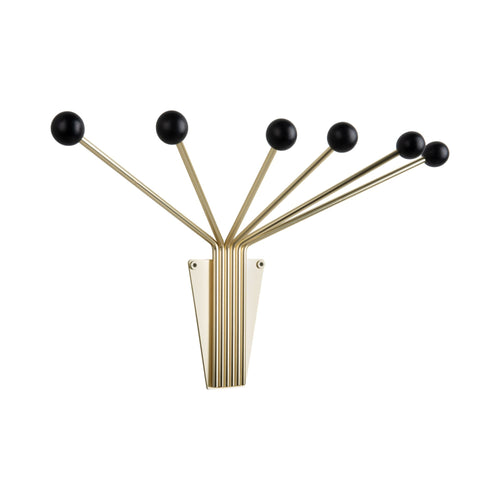 Present Time kapstok Neptune Gold w. Black Balls Large - zwart - 52x22x11.5cm - vtwonen shop