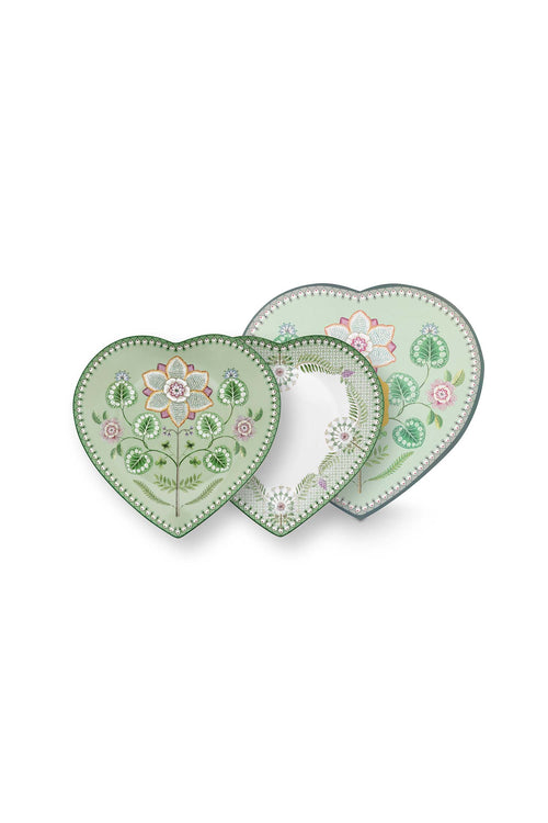 Pip Studio Bordenset Hart - Lily&Lotus - Groen - 23cm - Set van 2