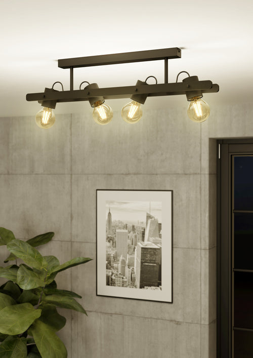 EGLO plafondlamp Plimsoll - e27 - 77 cm - zwart - hout