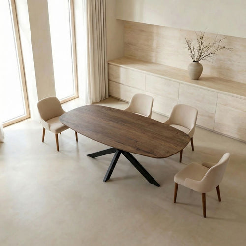 Giga Meubel Eettafel Jaimy - Deens Ovaal Donkerbruin Hout - 160x90x76cm - vtwonen shop